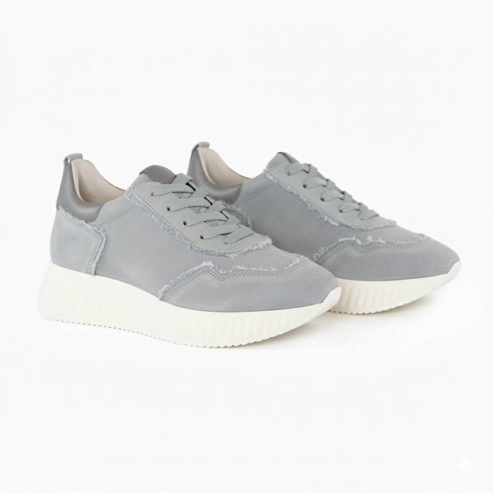 NEW SOFTWAVES women's alair frayed edge sneakers in grey suede